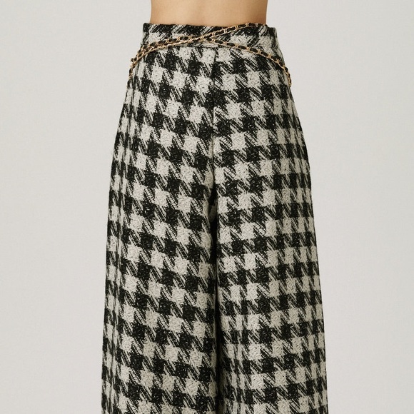 Houndstooth tweed high waisted wide leg pants - Picture 5 of 8